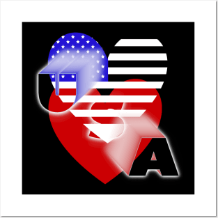 American Stripe Heart Flag colors Posters and Art